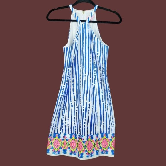 Lilly Pulitzer Womens Sleeveless Blue Bay Stripe Iveigh Mini Shift Dress Size 2 - Picture 4 of 7